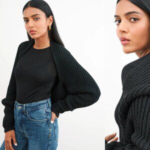 Marcella NYC Black Knit Vandam Wool Cardigan